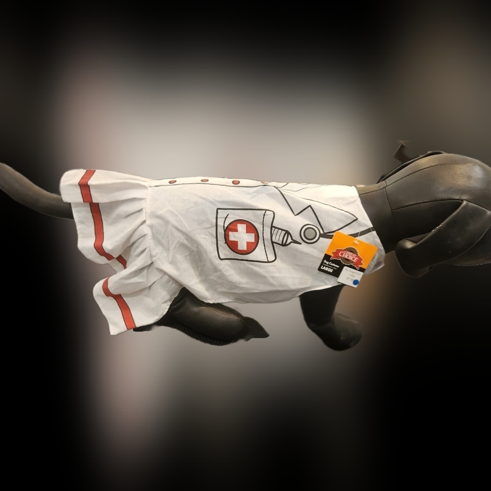 White and Red Dog Pet Doctor/Nurse Costume